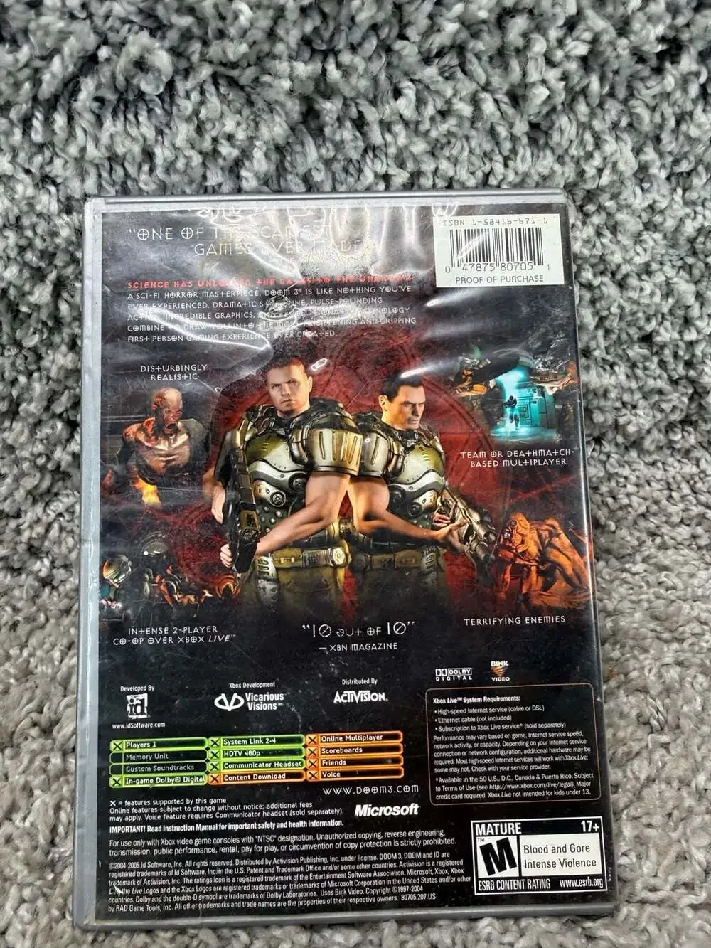 Doom 3 Platinum Hits Xbox Video Game